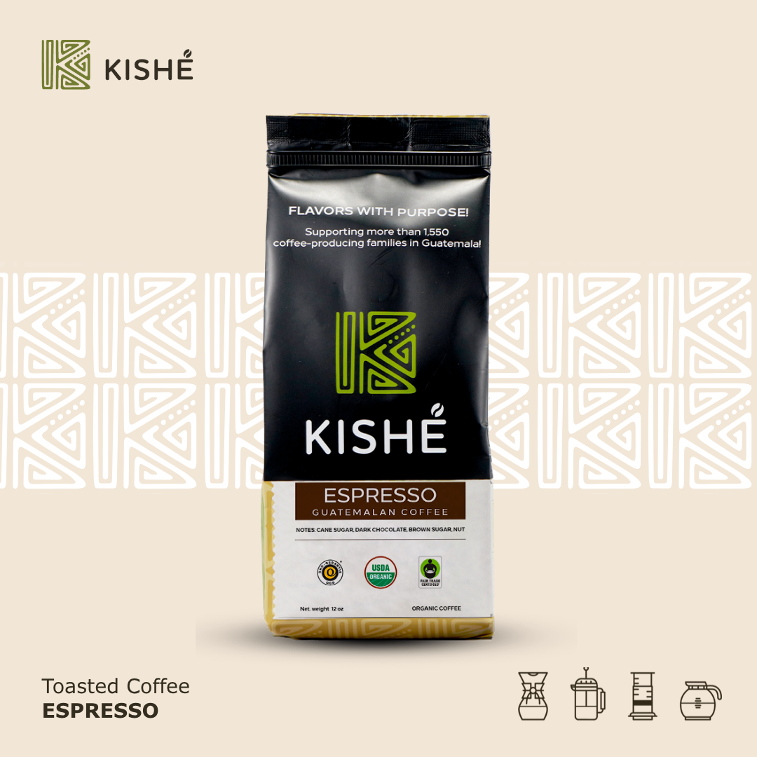Organic Espresso toasted coffee notes, 12onz Kishe Organics