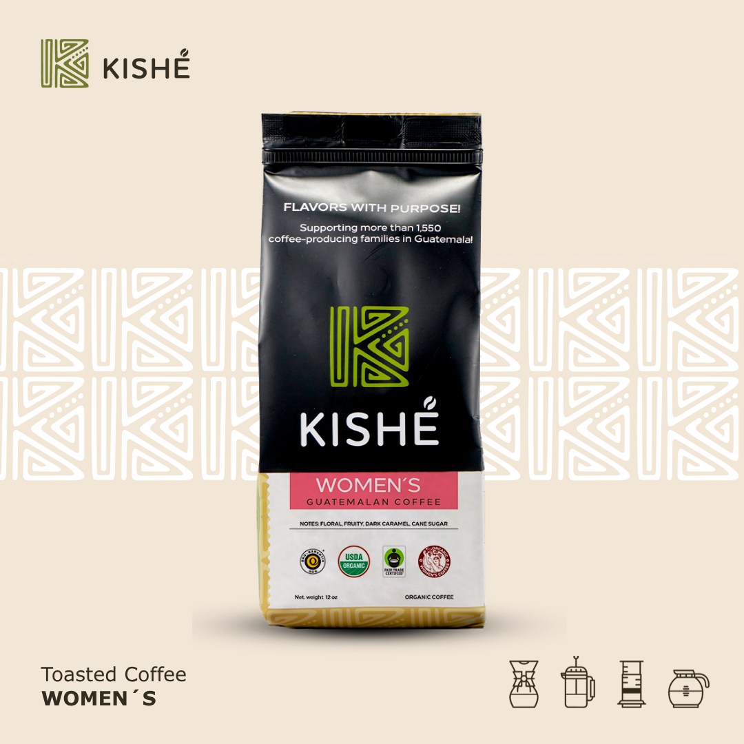 Organic Womens cultivated toasted coffee, 12onz Kishe Organics