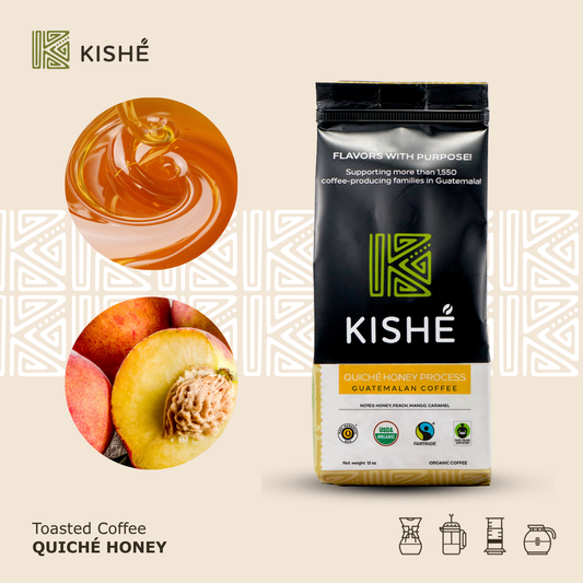 Organic Quiché honey toasted coffee, 12onz Kishé Organics