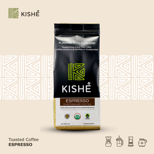Organic Espresso toasted coffee notes, 12onz Kishe Organics
