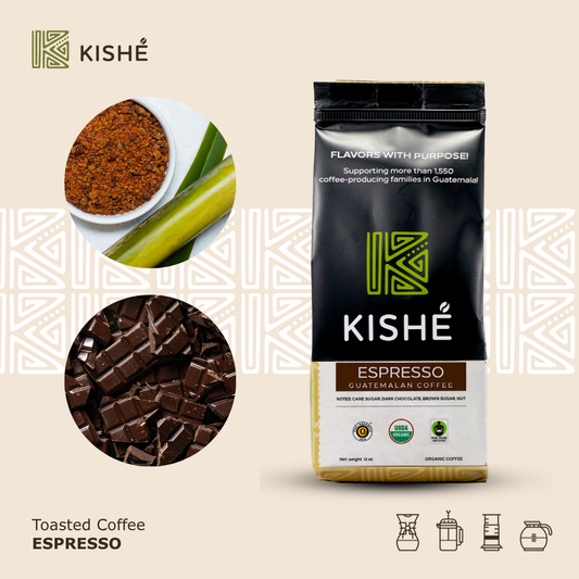 Organic Espresso toasted coffee notes, 12onz Kishe Organics