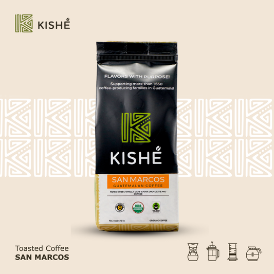 Organic San Marcos toasted coffee, 12onz Kishe Organics
