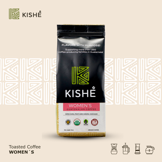 Organic Womens cultivated toasted coffee, 12onz Kishe Organics